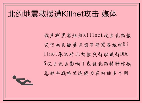 北约地震救援遭Killnet攻击 媒体